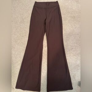 Brown Flared Ribbed Leggings